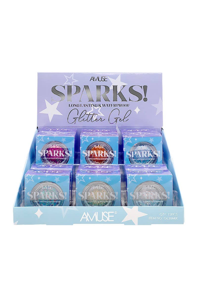 PINEAPPLE Beauty - Wholesale Body glitter/shimmer - Amuse GL38 Sparks Glitter Gel w/ Brush - 12 pcs