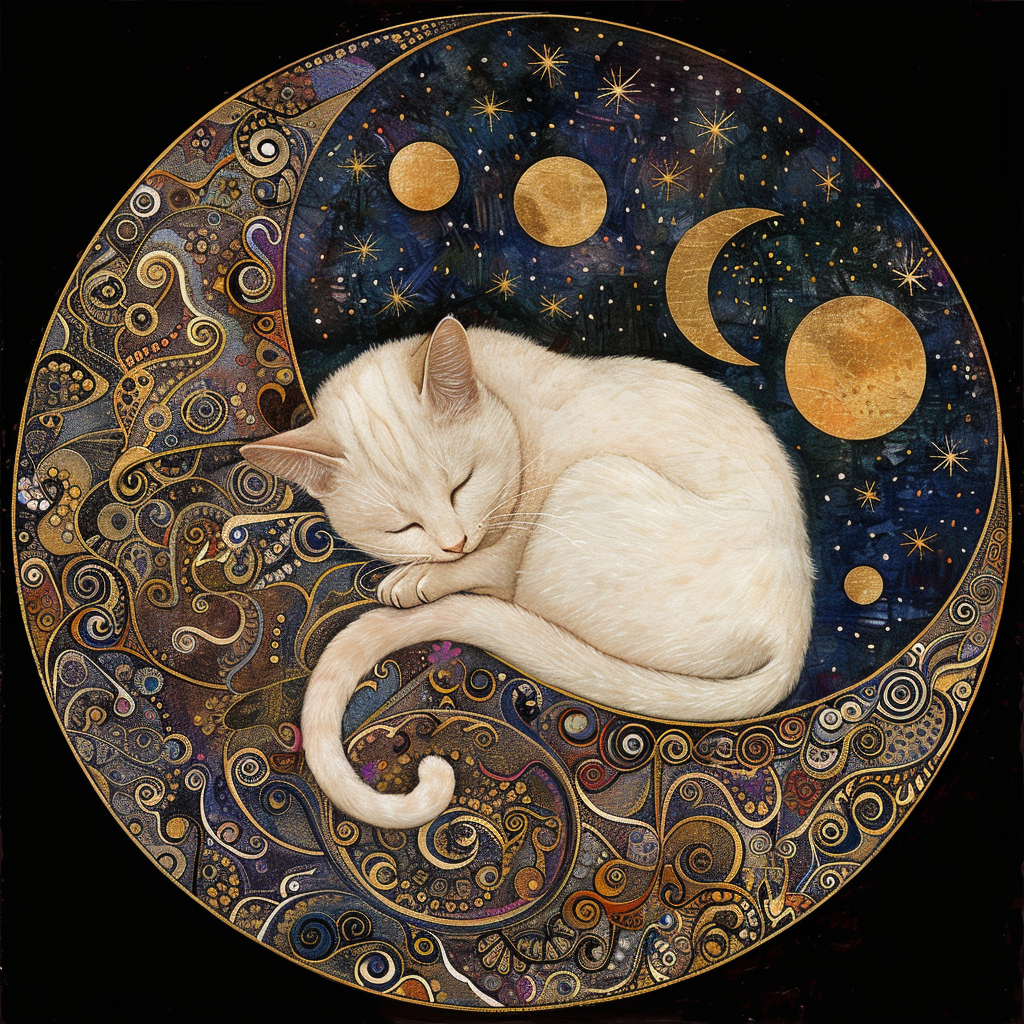 Bodhi Leaf Market - Wholesale Art Print - Mystical White Cat and Moon Wall Accent, Tambourine Wall Art6