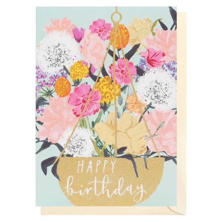 Hanging Flowers | Female Birthday Card for wholesale by Louise Tiler