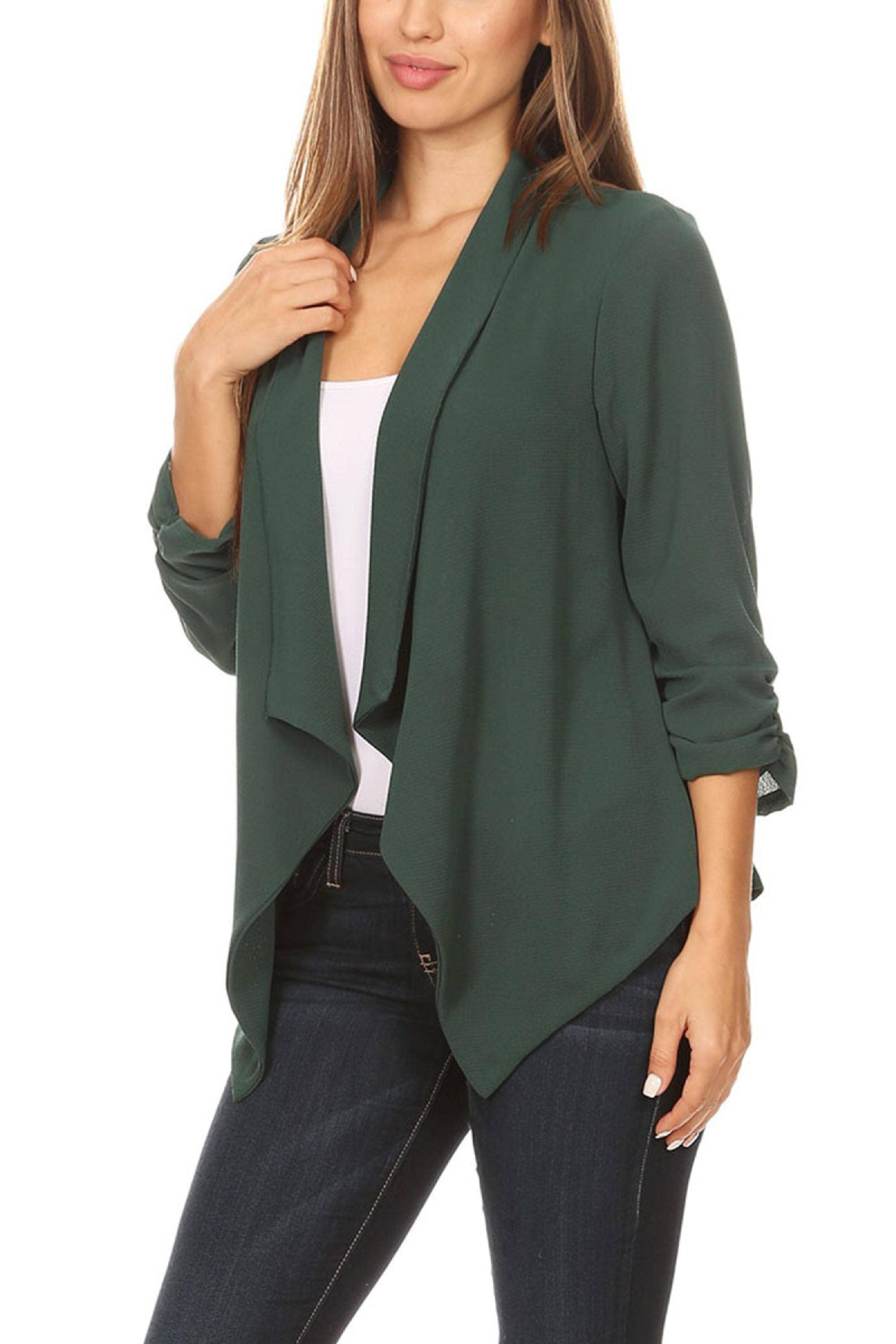 MOA COLLECTION - Wholesale Blazer - Women's - Women's Woven Casual Relaxed Fit Open Front Blazer Jacket5