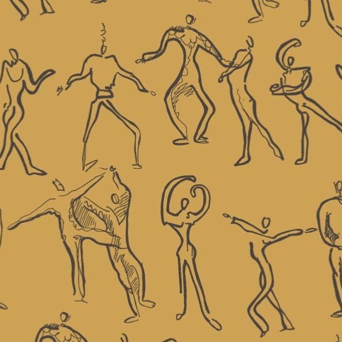 Dancers Wallpaper - Saffron + Black por atacado de Sharon Jane Studio