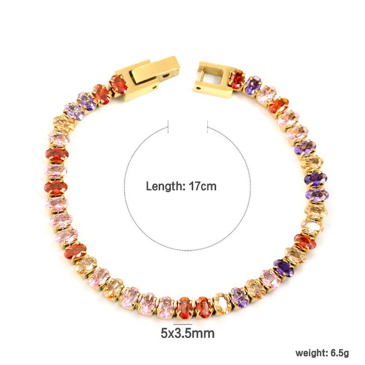 AULALA IBIZA - Wholesale Tennis Bracelet - Aulala Multicolour Diamante Gold plated Tennis Bracelet