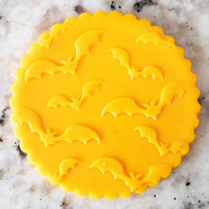 Spooky Bats Pattern POPup Embosser Cookie Biscuit Stamp Halloween for wholesale by Cut Bake Stamp