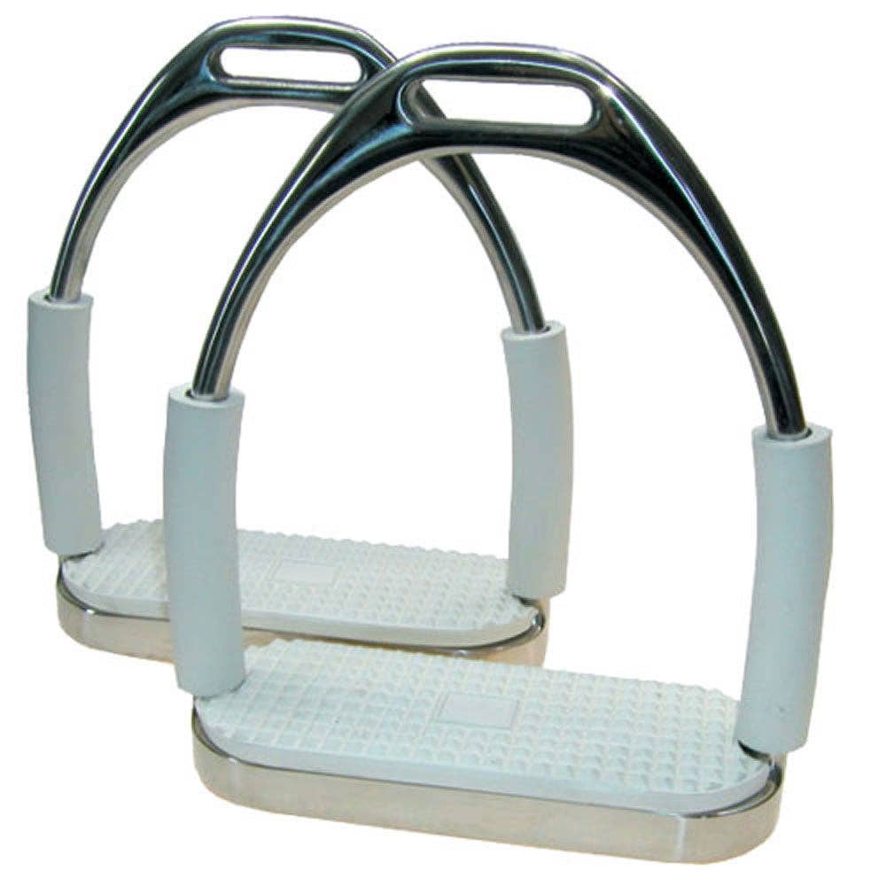 Intrepid International - Wholesale Horseback Riding Gear - Coronet Double Jointed Flex SS Stirrups with White Pad0