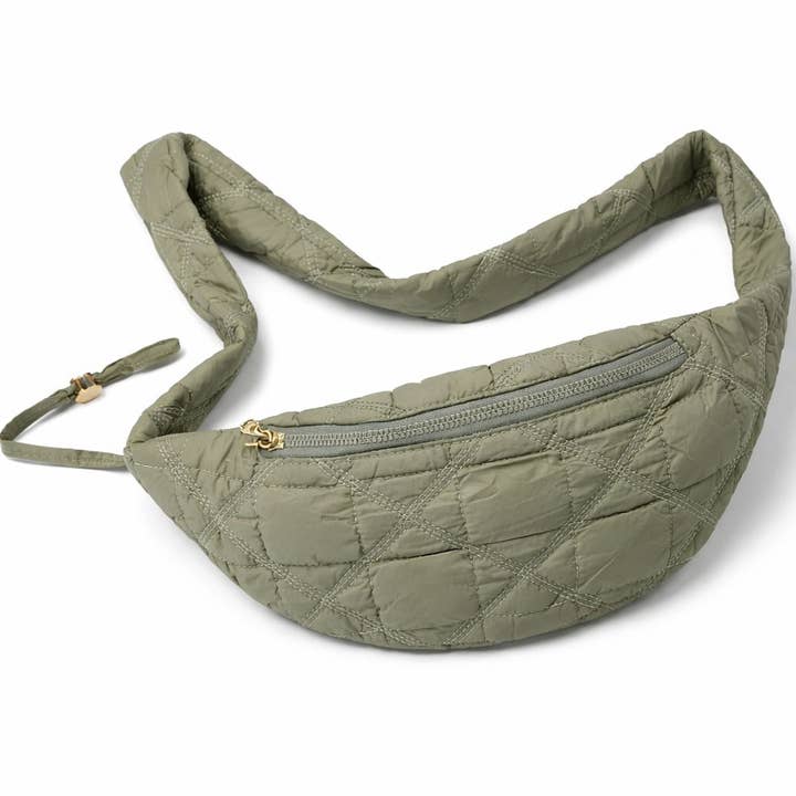 Sage green quilted Mihella puffer shoulder bags for wholesale by NHP International