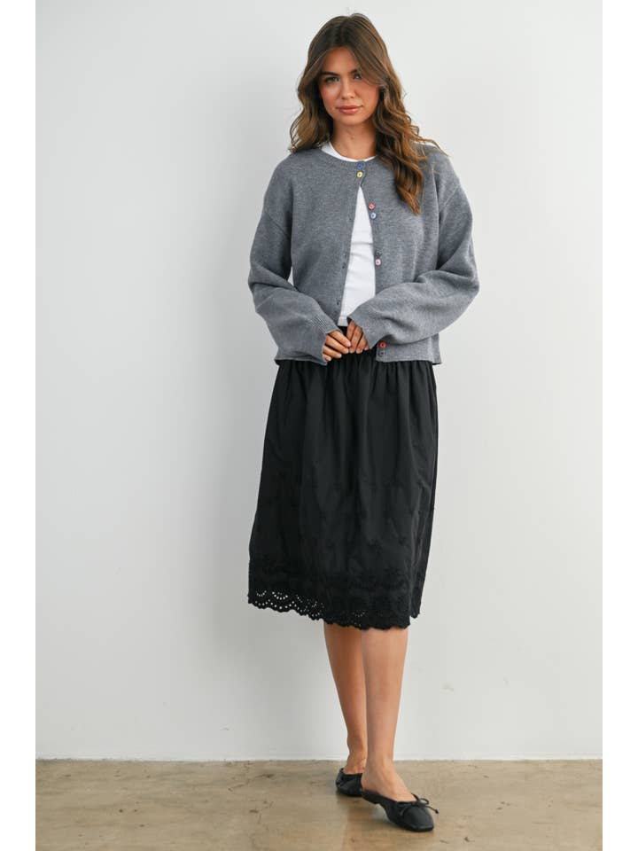 BUTTERMELON - Wholesale Cardigan - Women's - Long Sleeve Buttoned Cropped Cardigan - BMC790627