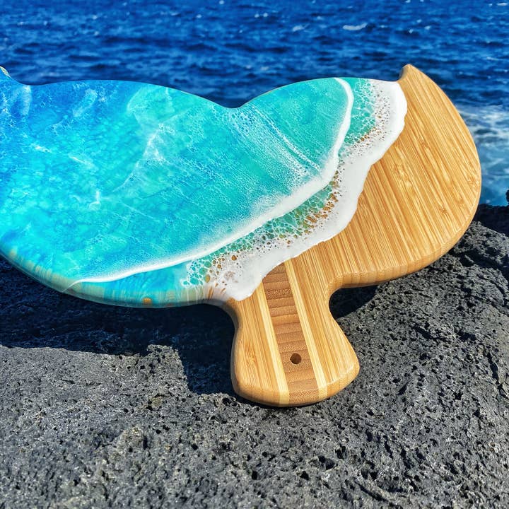 TBM Creations LLC - Wholesale Cheese Board - NEW Whale Tail Ocean Resin Charcuterie Board – Maui Made1