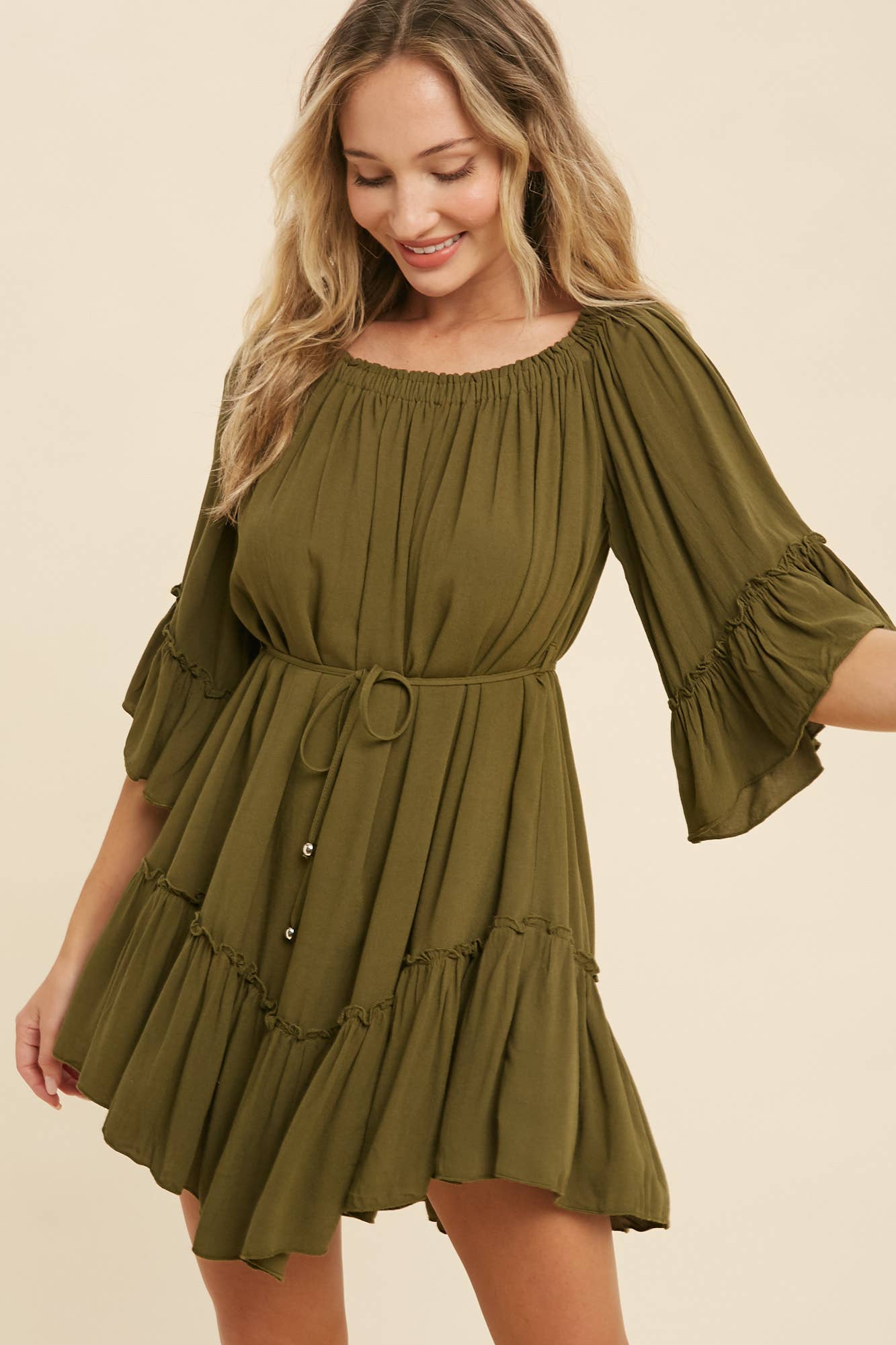 Bluivy - Wholesale Dress - Women's - RUFFLED SOLID BOHO DRESS22