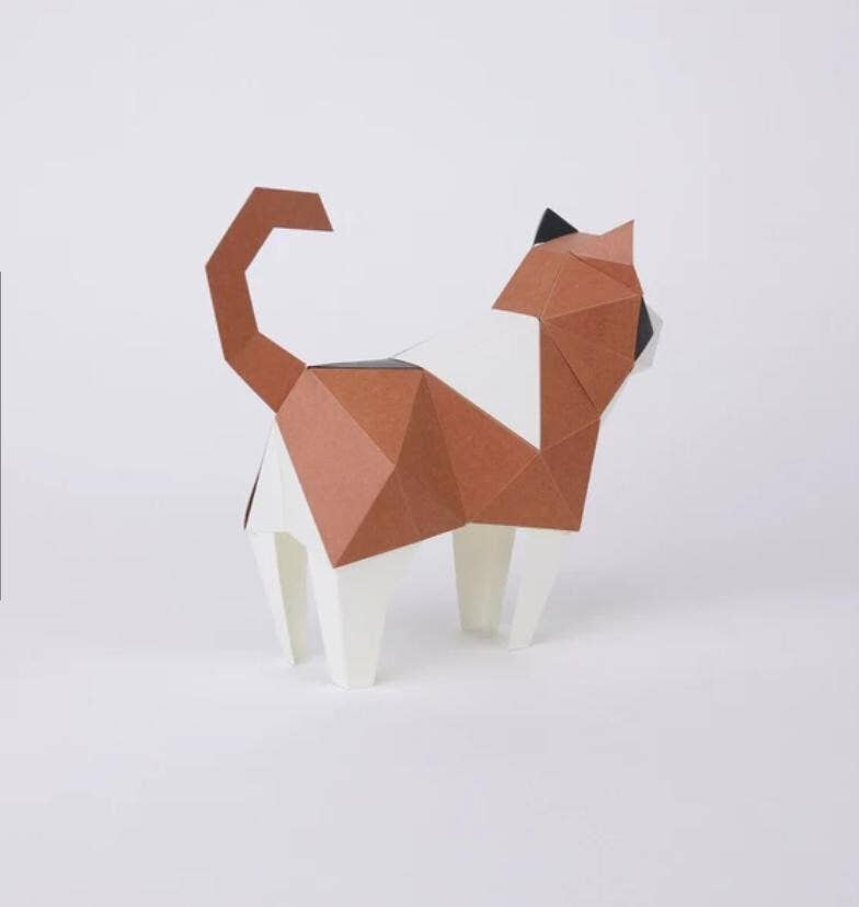 「FUNJI」In Japan – wholesale DIY-pysselkit – KAKUKAKU Calico Cat DIY Origami Pappershantverkskit1