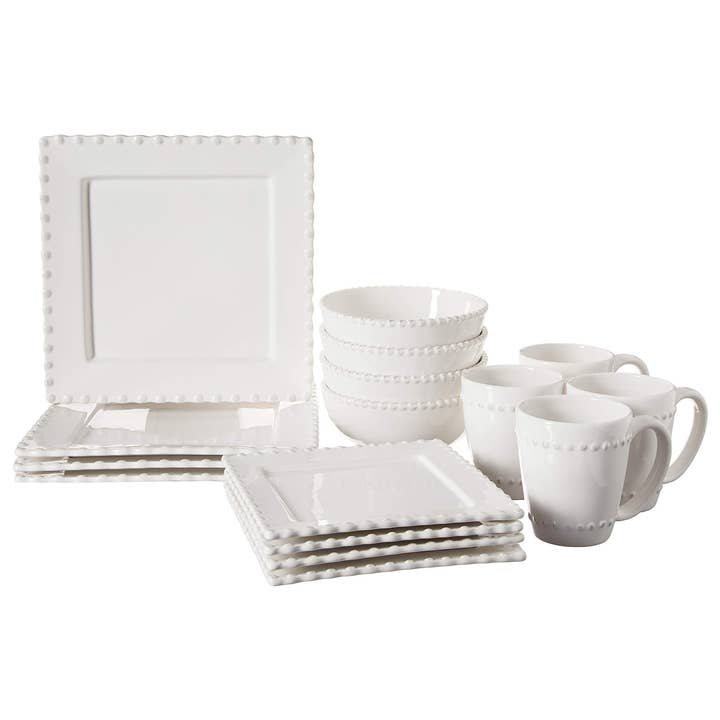 BIANCA BEAD WHITE SQ 16 PC SET for wholesale by Jay Import CO
