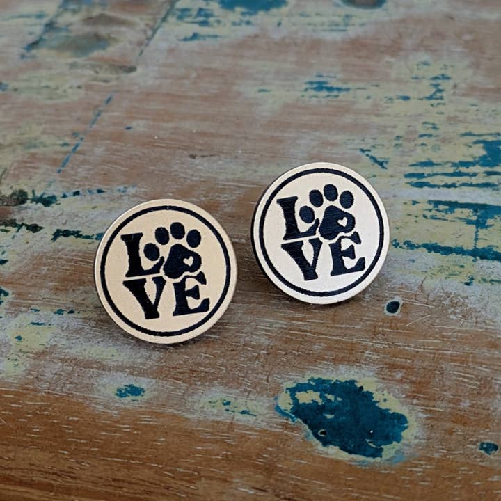 Samantha's Studio - Wholesale Stud/post earrings - Dog Love (G & B) stud acrylic earring, animal love earring