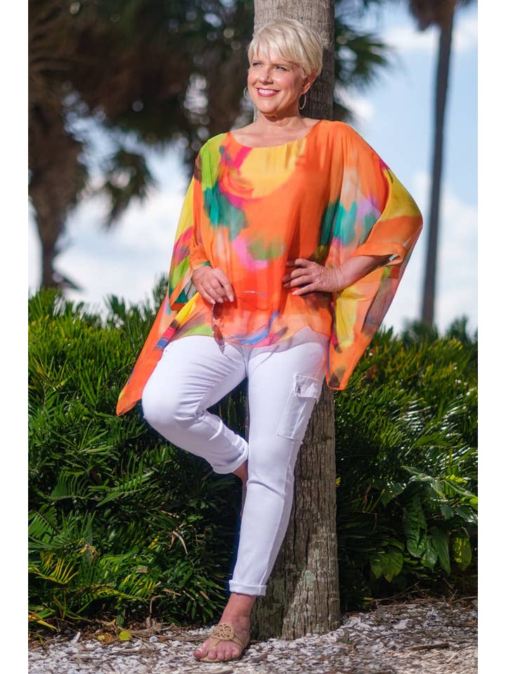 TINA Stephens Italy/Tees By Tina – wholesale Kaftan - Dam – Sofia Sunrise Silk Kaftan (BQ201U)1