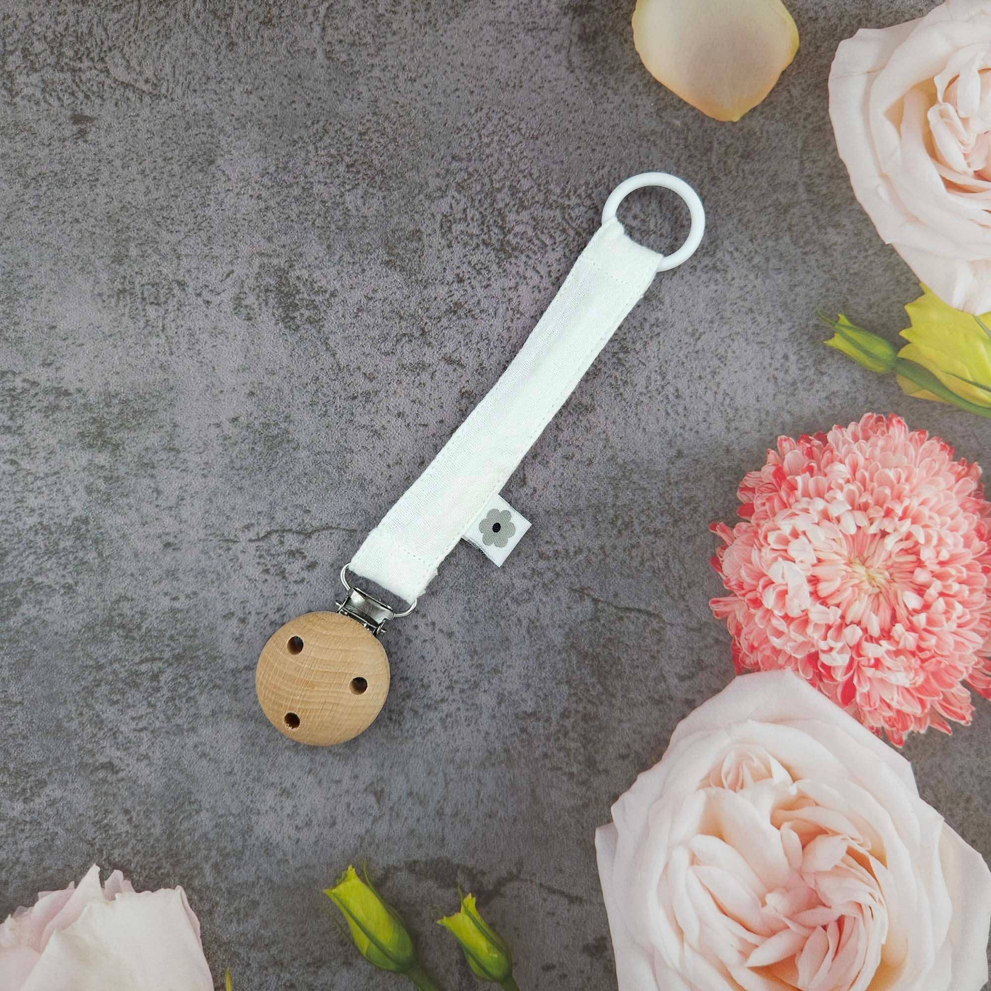 Summerville organic - Wholesale Pacifier Clip - Baby - Organic Pacifier Clip Muslin White3
