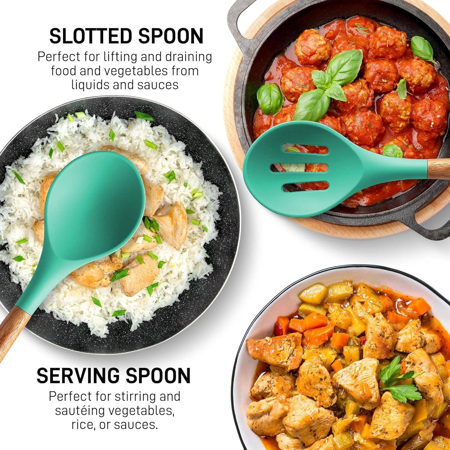 Zulay Kitchen - Wholesale Kitchen Utensil Set - 5-Piece Silicone Utensils Set with Wooden Handles14