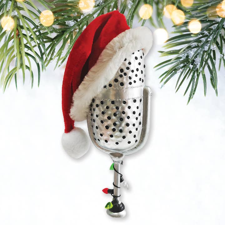 OrnamentallyYou - Wholesale Ornament - Christmas Themed Microphone Glass Ornament
