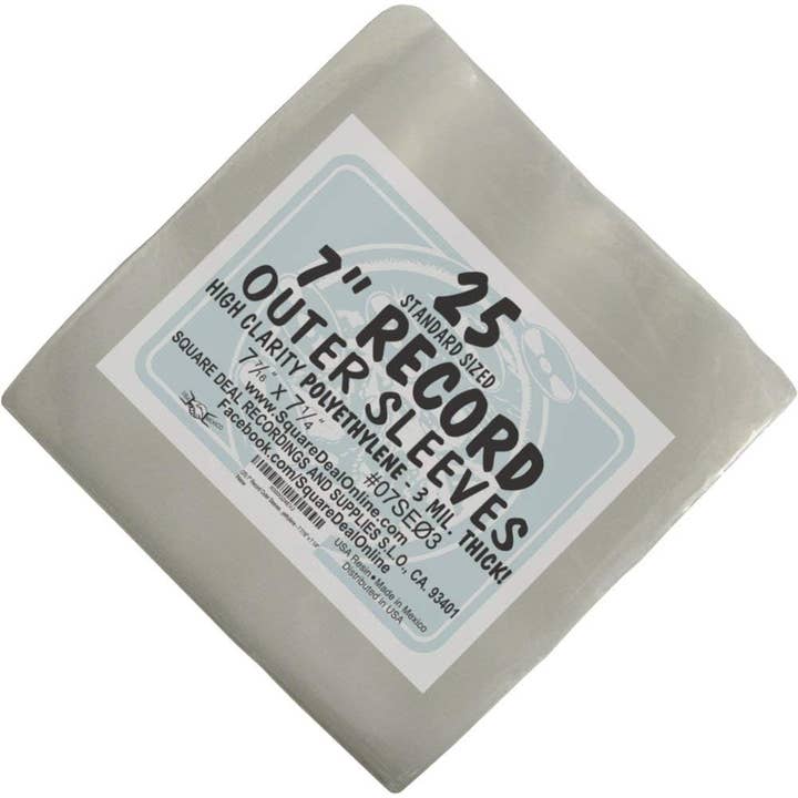 Square Deal Recordings & Supplies - Wholesale Music Accessory - 7" Slim Fit Record Outer Sleeves - Polyethylene - 3 Mil