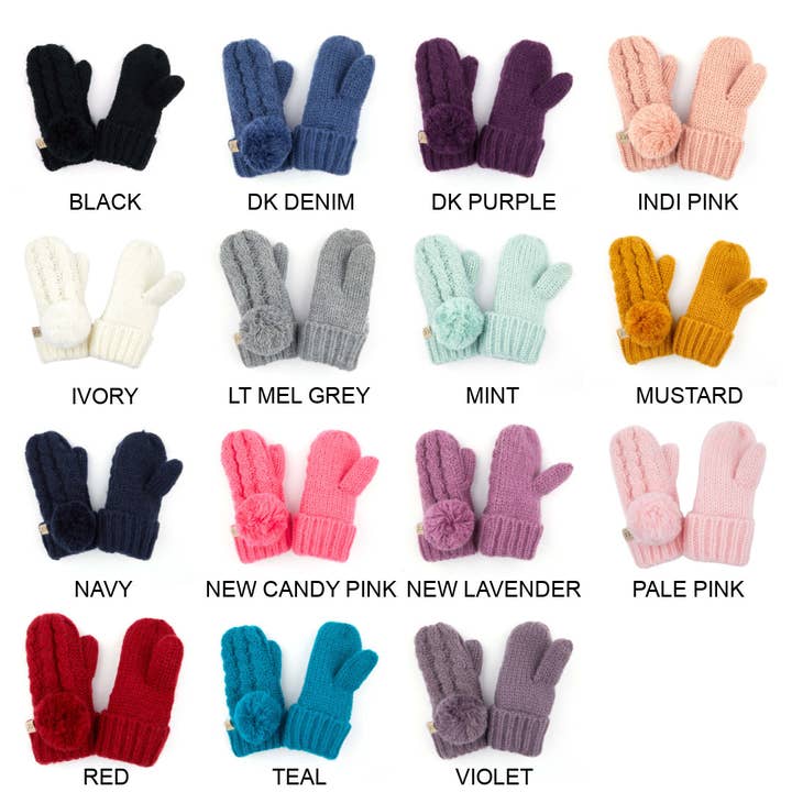 Truly Contagious - Wholesale Mittens - Kids - CC Kids Pom Mittens ( KIDS MT-24 )2
