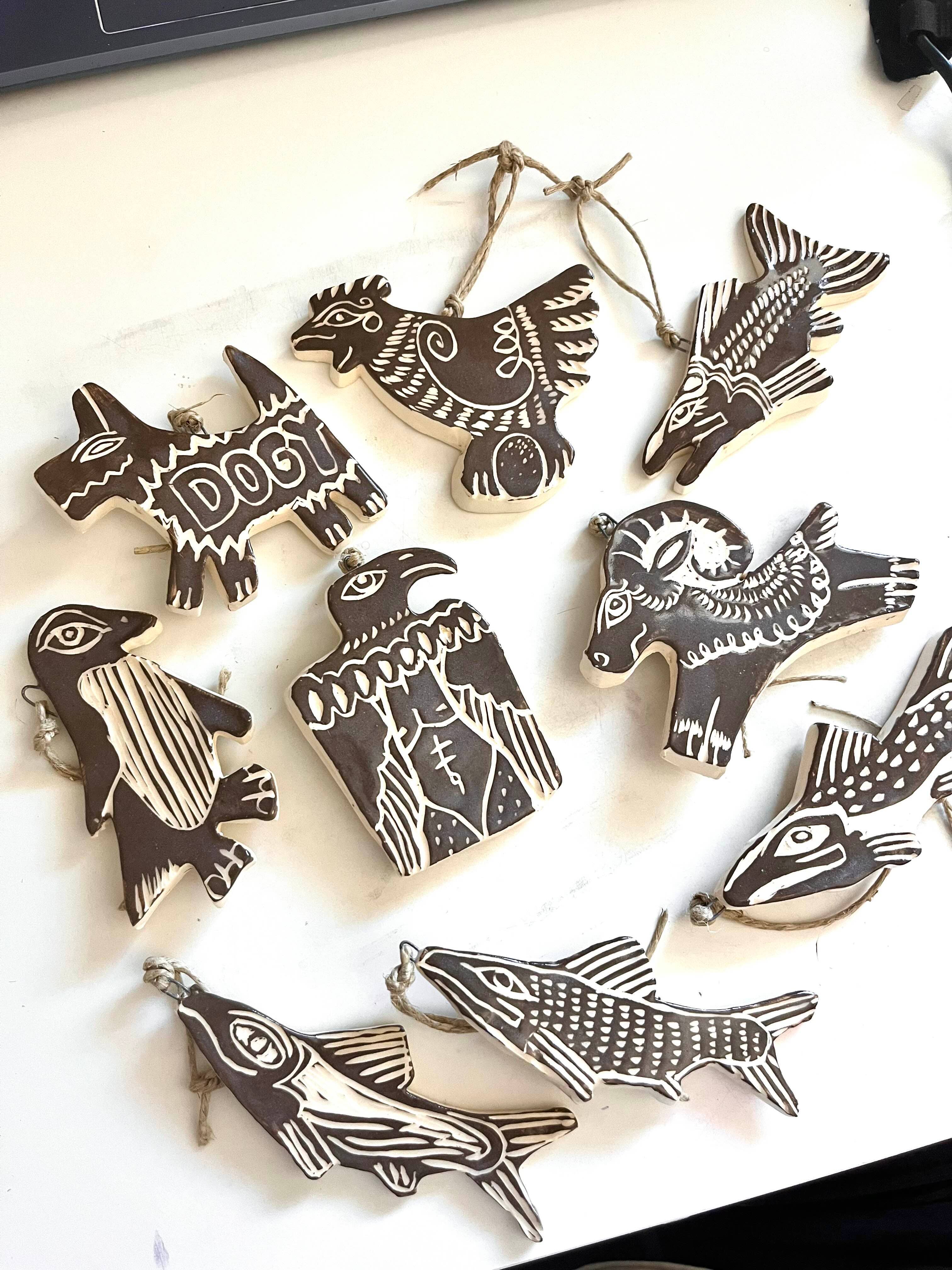 Atomic Gothic Shop - Wholesale Ornament - Animal ceramic ornaments, Handmade, in Black and White0