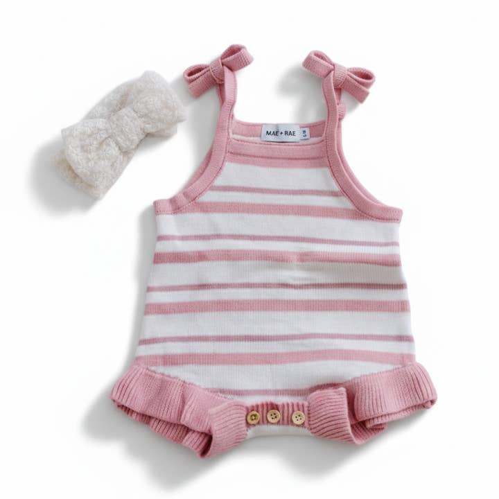 Lulu Striped Romper for wholesale by Mae and Rae Bows