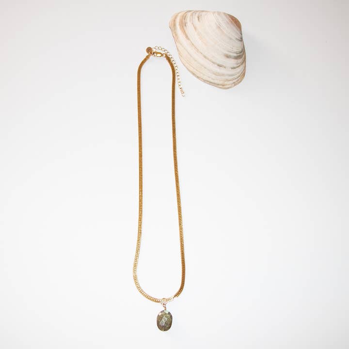 Gold-filled herringbone chain + Labradorite for wholesale by Maddy Starred