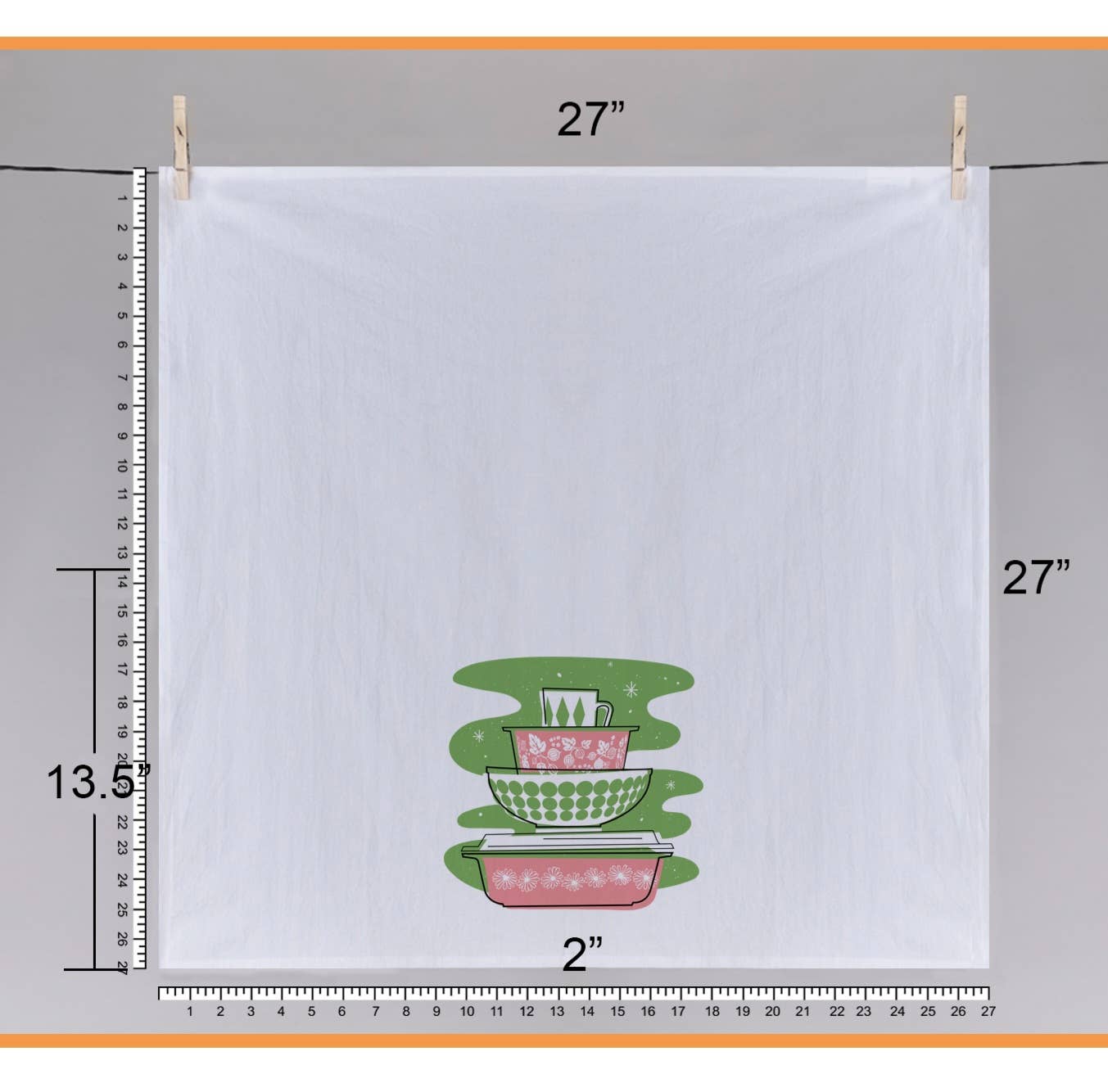 JoRetro - Wholesale Tea Towel - Pyrex Tea Towel - Pink Daisy Bowl Stack  2