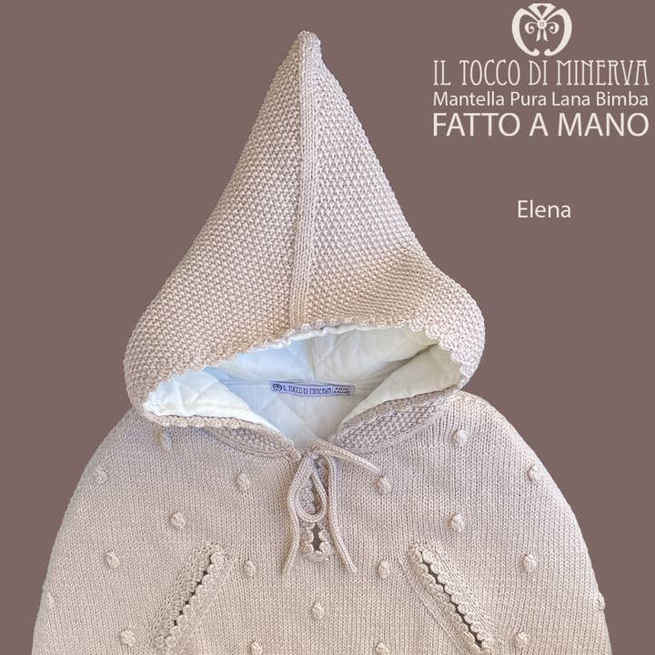 Mädchenmantel aus reiner Wolle Elena in der Farbe Taube - Handgefertigt für den Großhandel von Il Tocco di Minerva