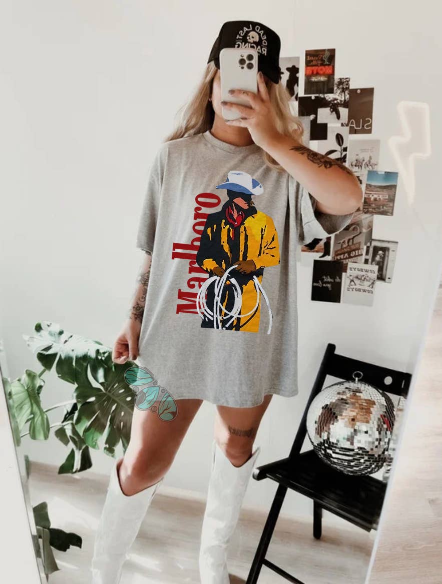 The Branded Blue Roan - Wholesale Screen Printed T-Shirt - Women's - Cigarette Cowboy Graphic1