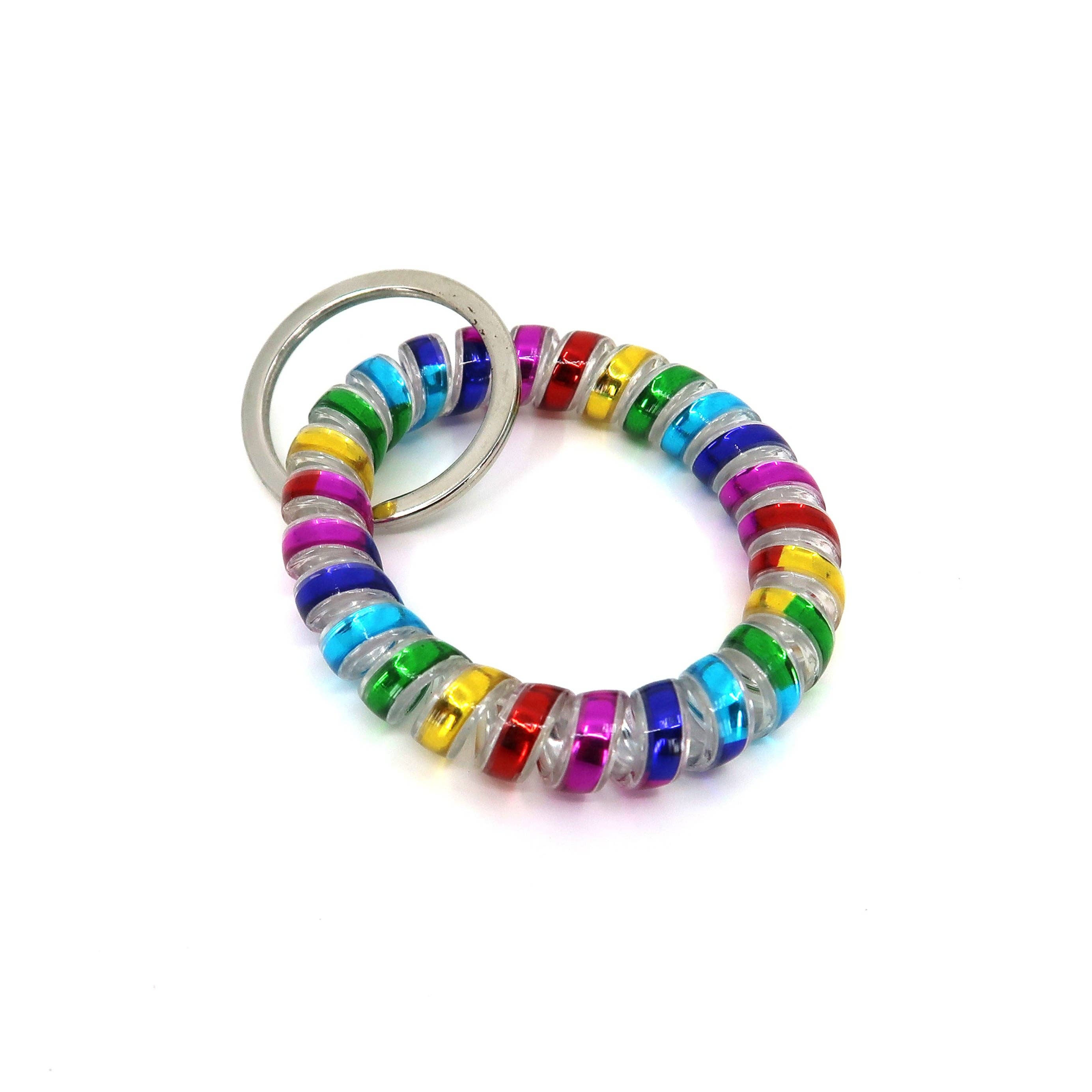 ONE COLOR RAINBOW HAIR TIE KEYCHAIN 0415-21 (12PC) for wholesale on Faire1