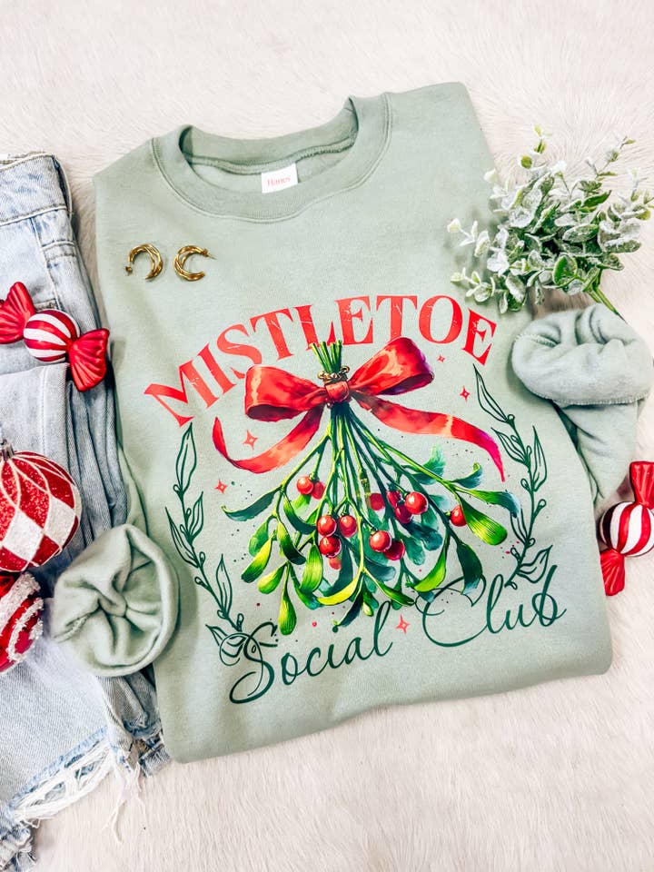 Mistletoe Social Club Sweatshirt for wholesale by Hart and Hollow