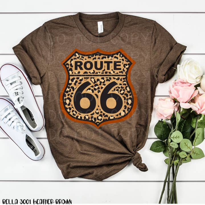 Ashton Grove Ltd Co - Wholesale Screen Printed T-Shirt - Women's - Route 66 Leopard Graphic Tee