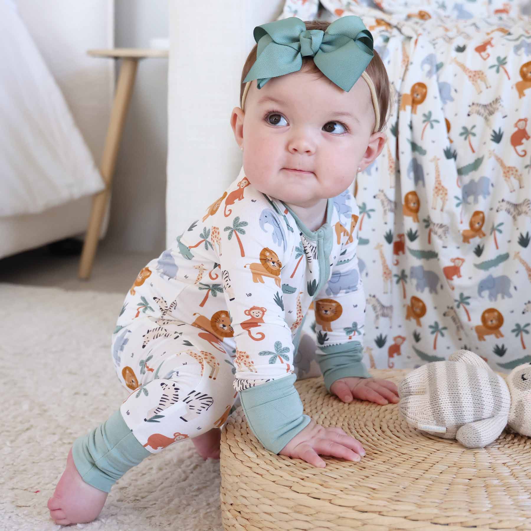 Caden Lane - Wholesale Jumpsuit - Baby - Safari Snuggles Convertible Zip Romper9