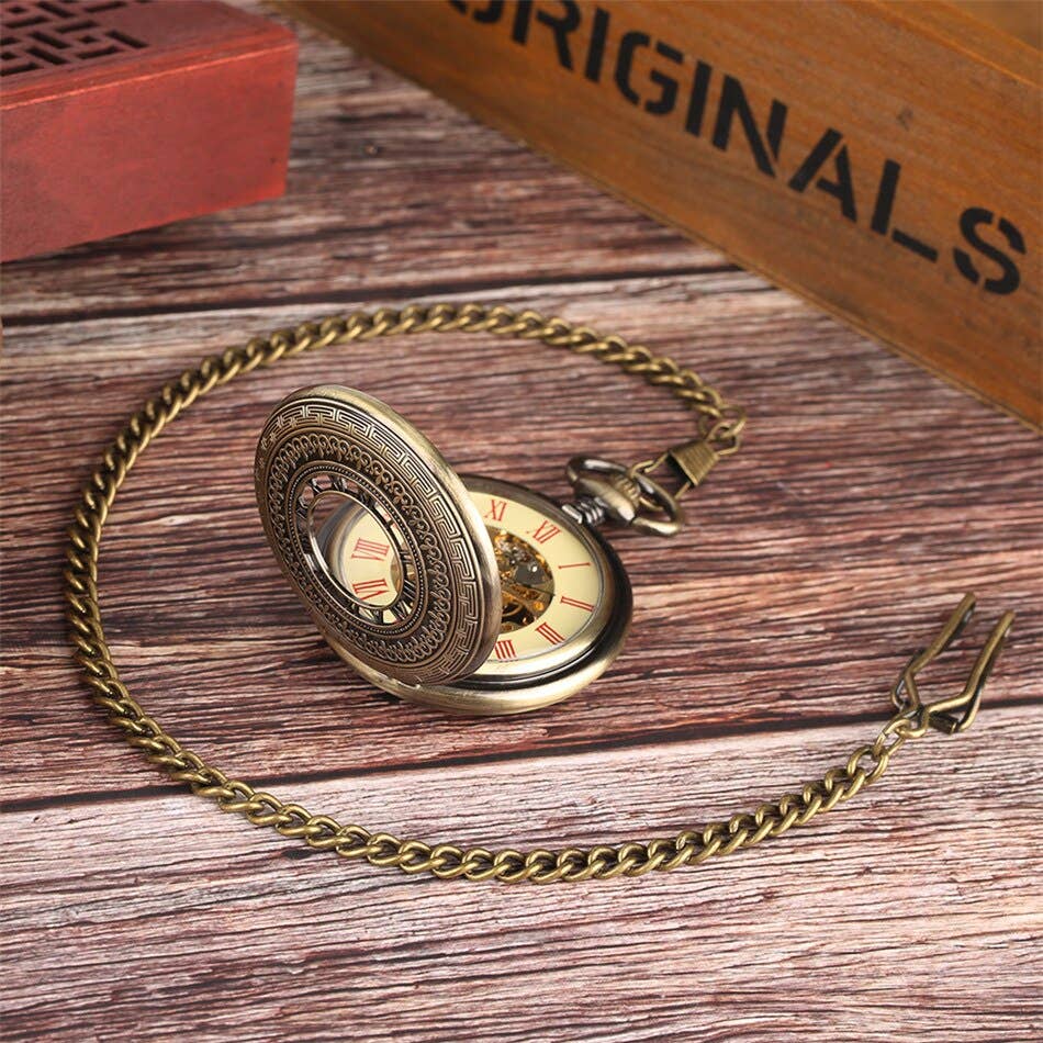 WoodWristCo - Wholesale Wrist Watch - Men's - Mechanical Pocket Watch Fleur de Lys4