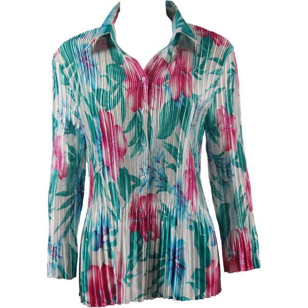 The Magic Scarf Company - Wholesale Button Down Shirt - Women's - 1148 - Satin Mini Pleats Blouses19