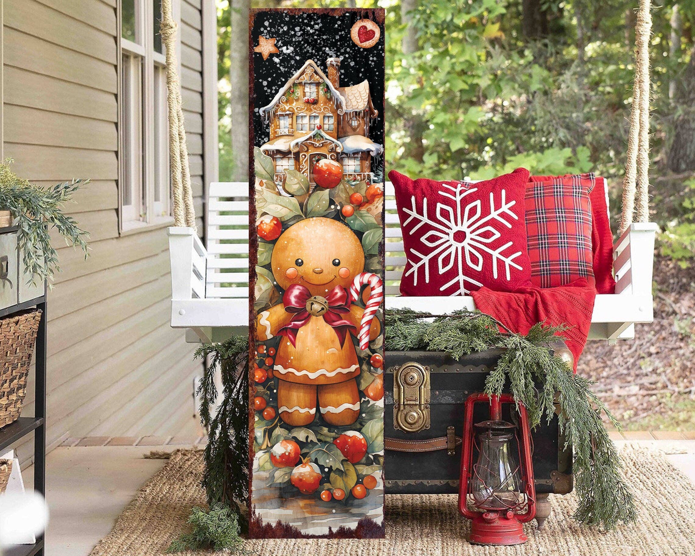 TX USA Corporation – Engroshandel Julekunst til væggen – Ingefærkage Juleveranda Velkomstskilt | Sød Helligdagsdørdekoration & Gave6