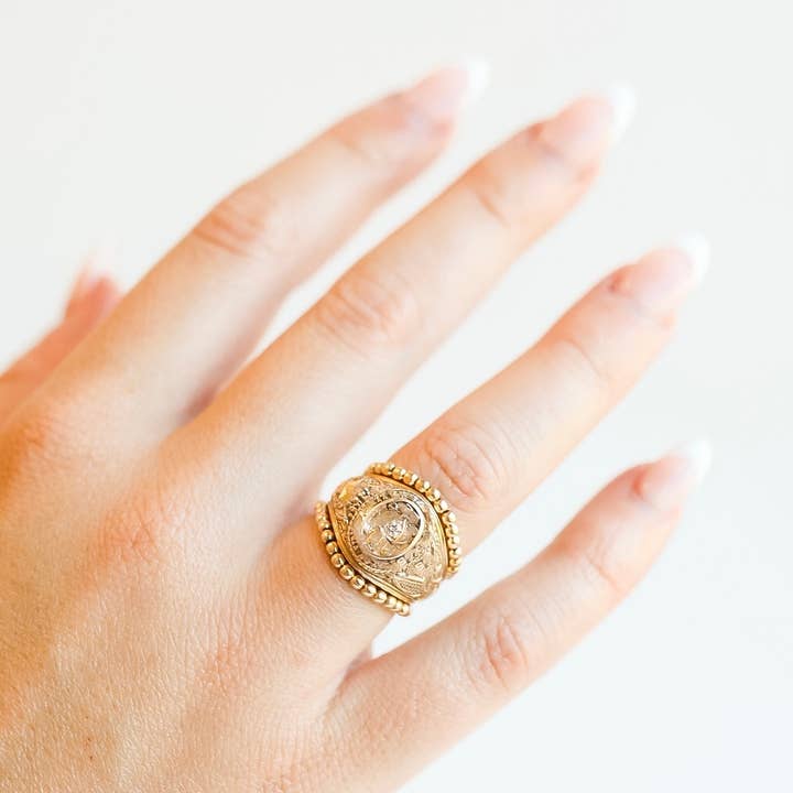 Beaded Blondes - Vente Anneau/bague à empiler - Anneau perlé Lexi en or1