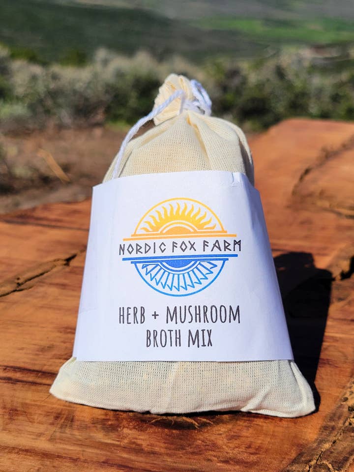 Herb + Mushroom Broth Mix for wholesale by Nordic Fox Farm