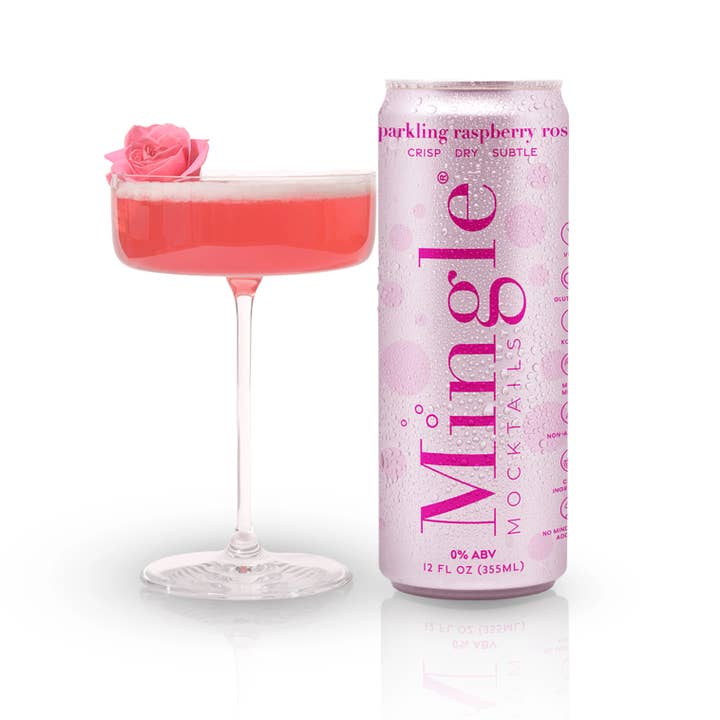 Sparkling Raspberry Rosé Mocktails for wholesale by Mingle Mocktails