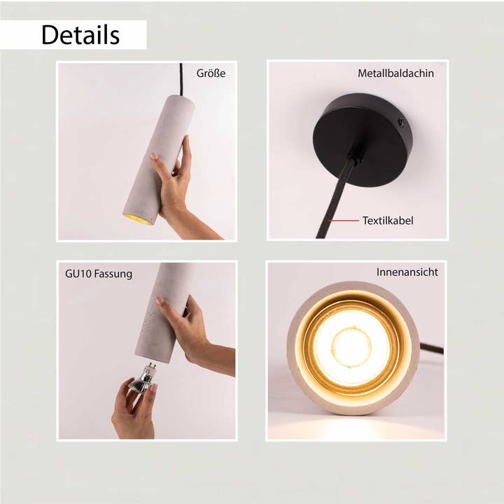 TIVENDIS - Wholesale Chandelier/Hanging Light - Hanging lamp “Nara27" concrete lamp GU10 silver3