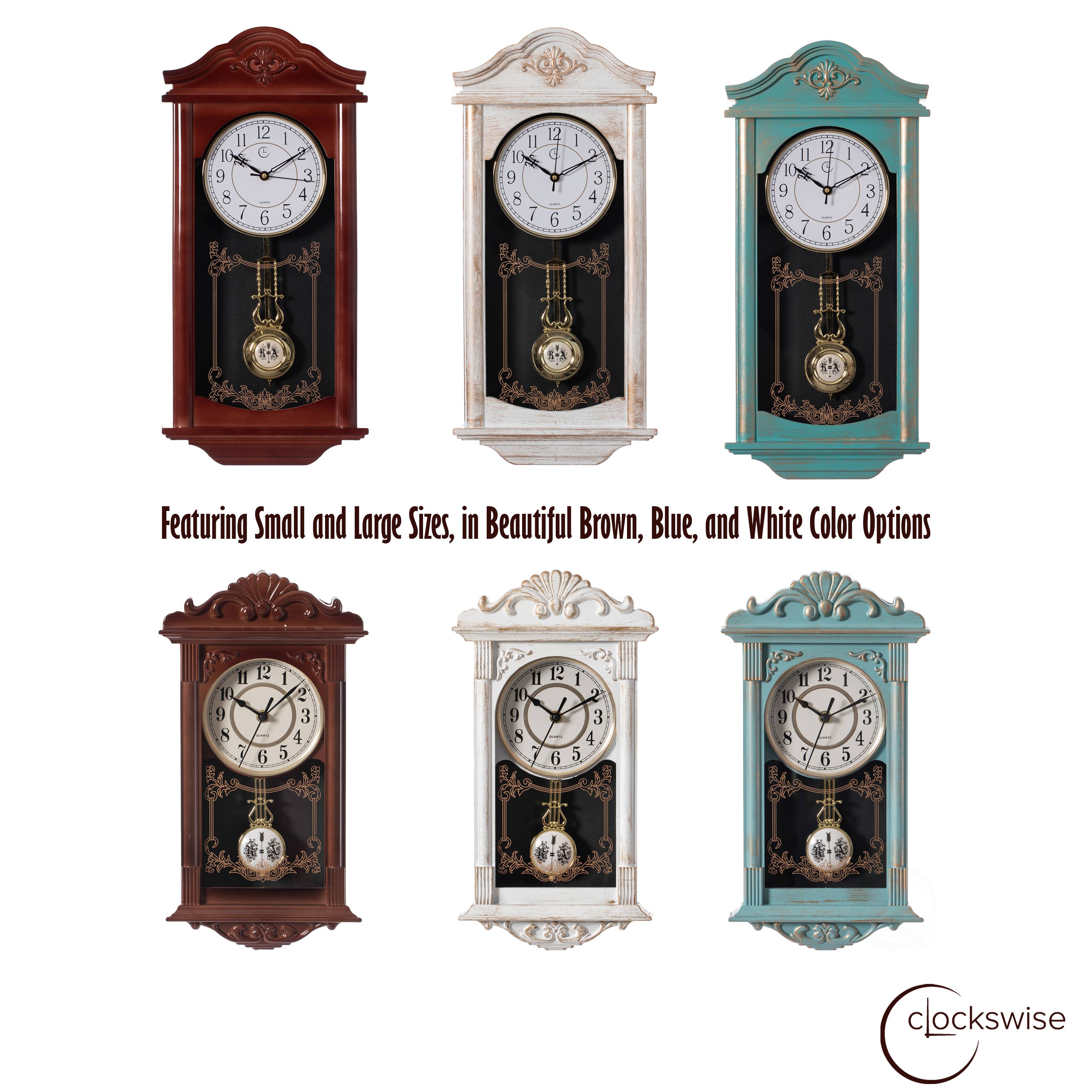 Quickway Imports - Wholesale Wall Clock - Vintage Grandfather Wood Looking Plastic Pendulum Wall Clock16