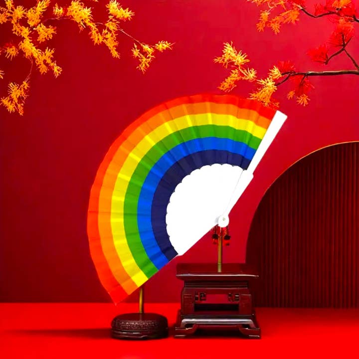 Kinky Pleasure - Wholesale Handheld Folding Fan - Kinky Pleasure - T075 - Pride Rainbow Hand Fan3