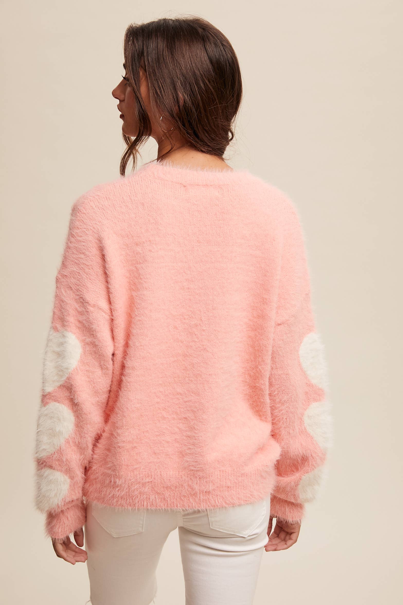 Listicle - Wholesale Knit Sweater - Women's - Fuzzy Heart-Sleeve Pullover Sweater LSW087240