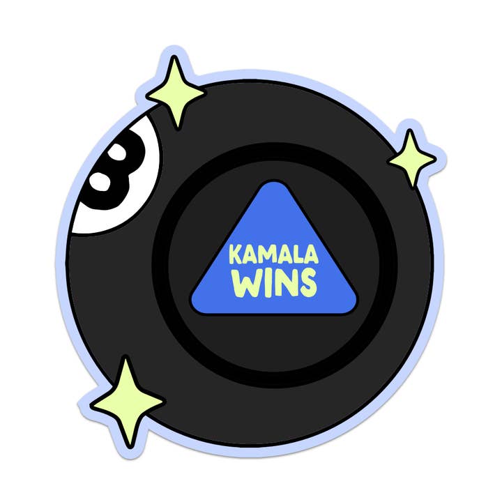 Kamala Wins Magic 8 Ball Vinyl Sticker for wholesale by Mouthy Broad