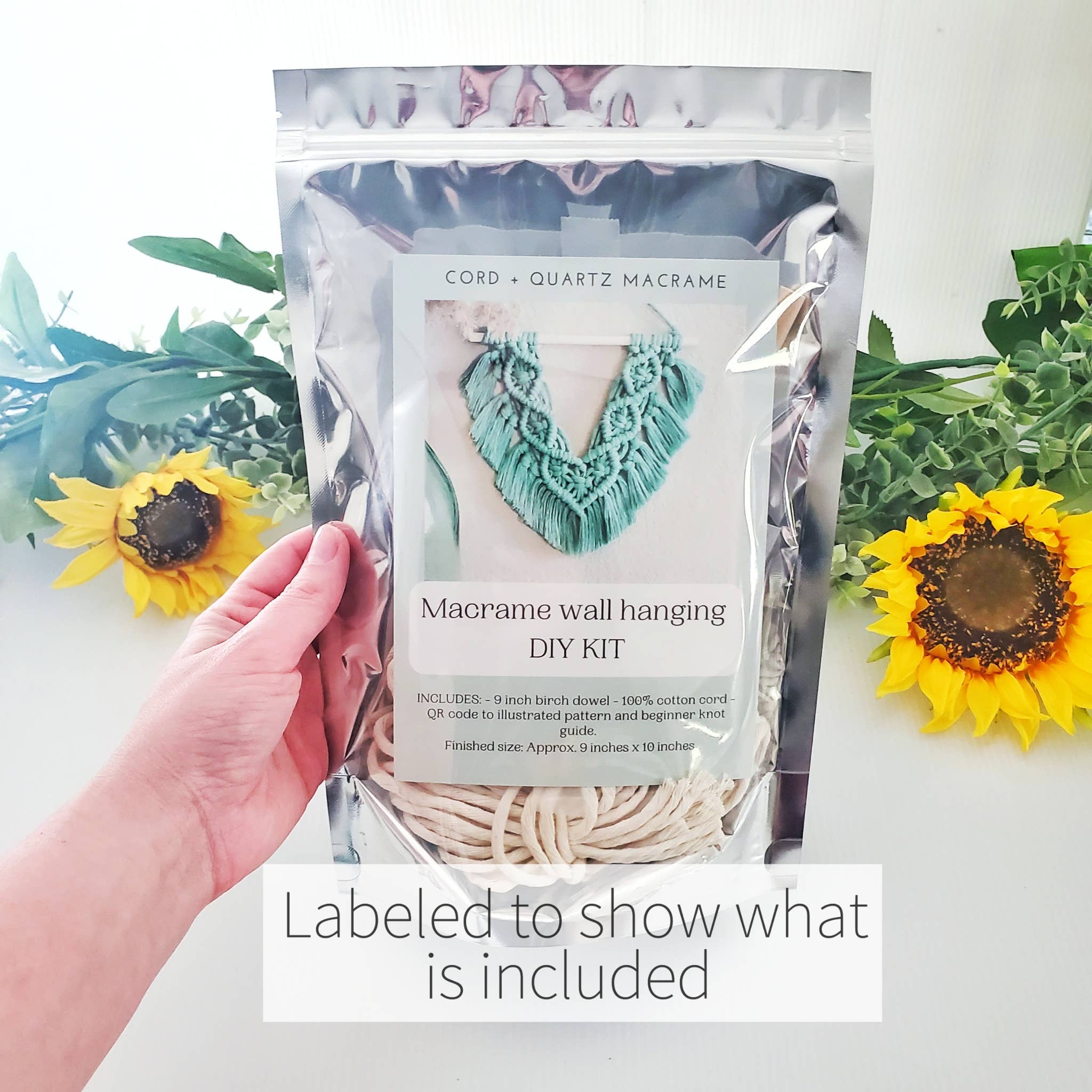 Cord + Quartz - Wholesale DIY craft kit - Macrame wall hanging DIY craft kit. "lacy" Beginner friendly8