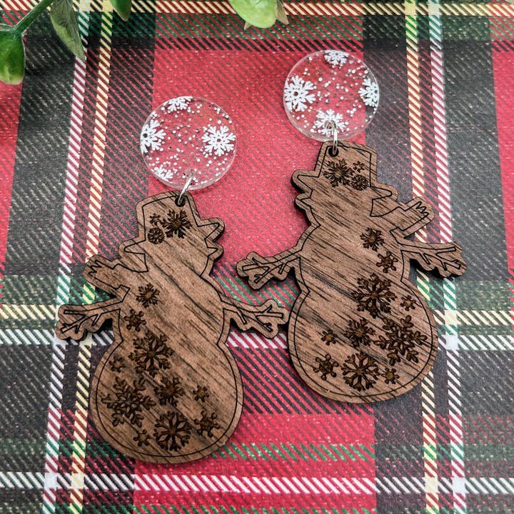 Wood Snowman Dangles for wholesale by Born 2 Blossom Designs