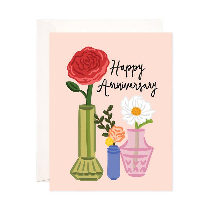 Anniversary Vases Greeting Card for wholesale by Bloomwolf Studio