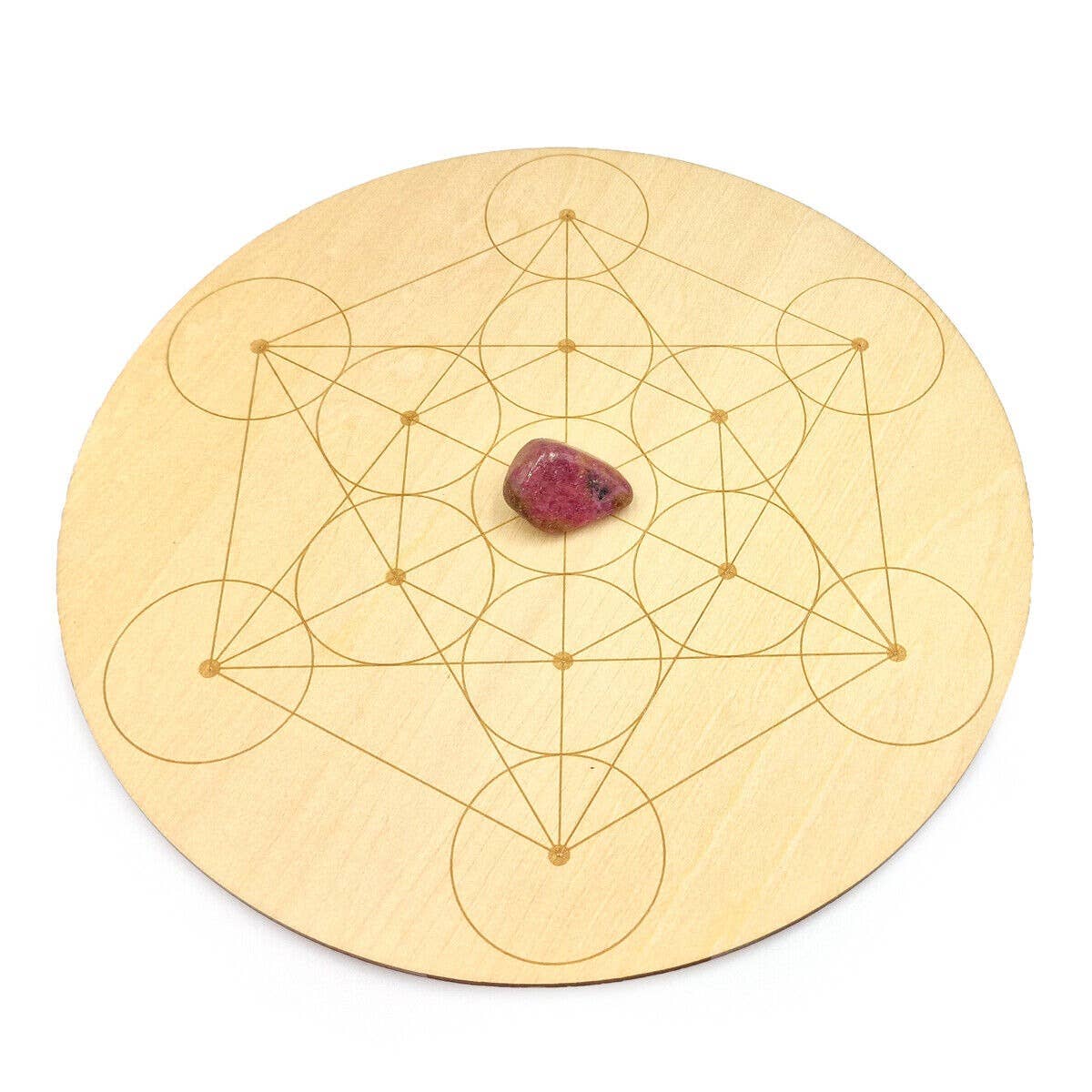 Shamans Crystal - Wholesale Crystal Grid - Crystal Grid Plates Round In Wood, 20cm Wide, Flower of Life16
