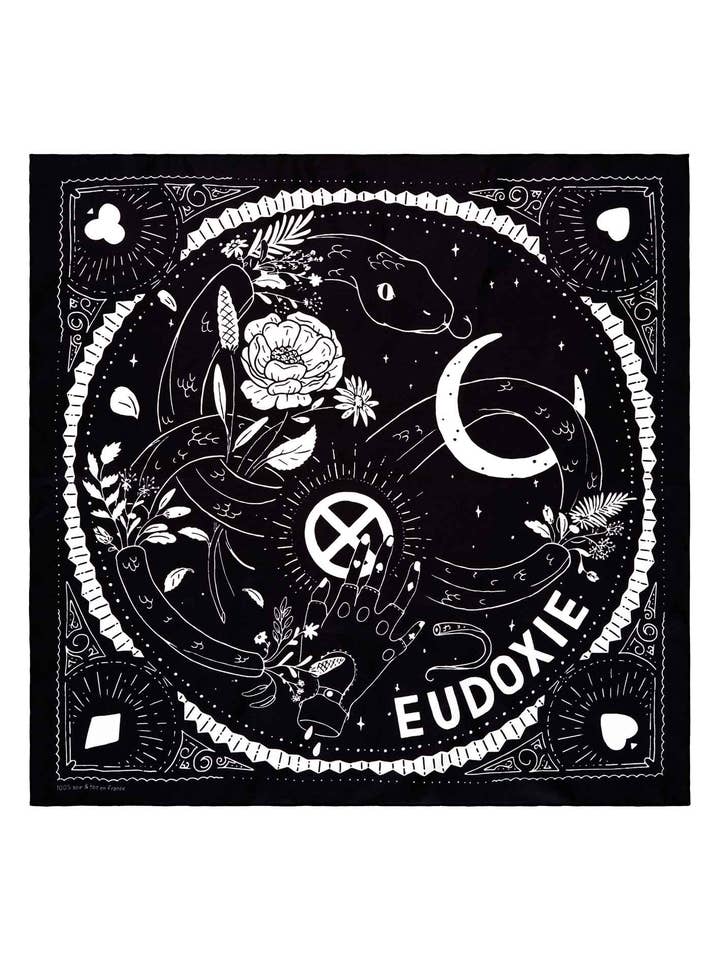 Bandana Thelma in seta nera per la vendita all'ingrosso da parte di Eudoxie