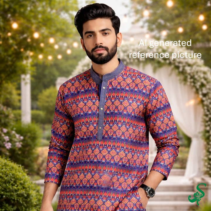 Ensemble Kurta en soie imprimée numérique avec doublure pour la vente par SwaroopCollections