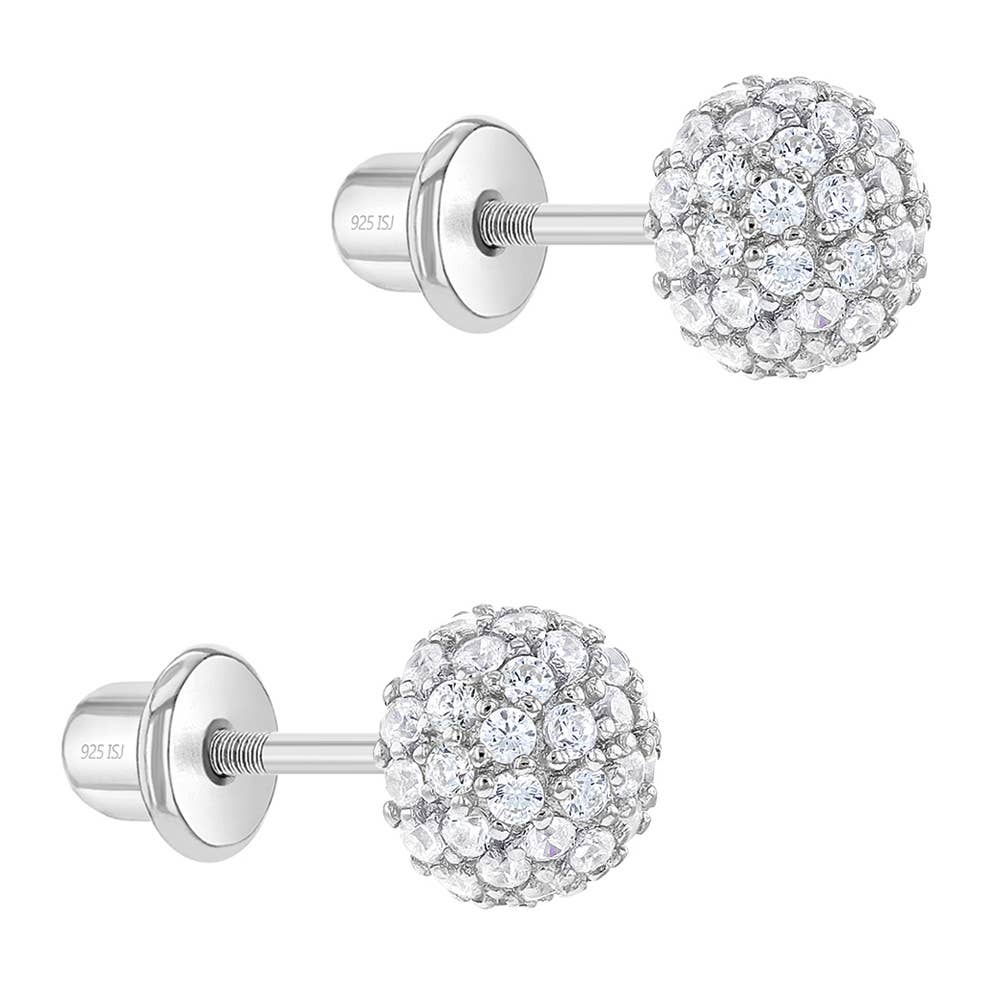 In Season Jewelry - Vente Boucles d'oreilles – enfant - Grandes boucles d'oreilles boule de pierres précieuses pour filles en argent sterling5