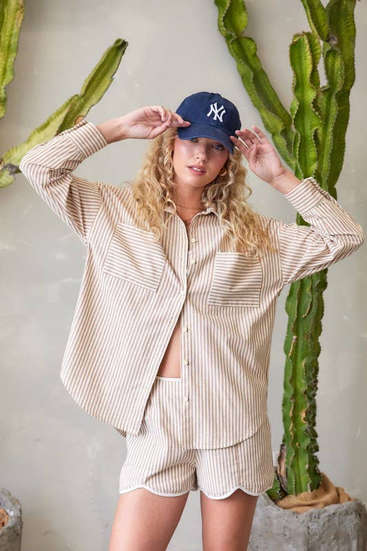 ILLA ILLA - Wholesale Button Down Shirt - Women's - Striped Cotton Shirt Top12